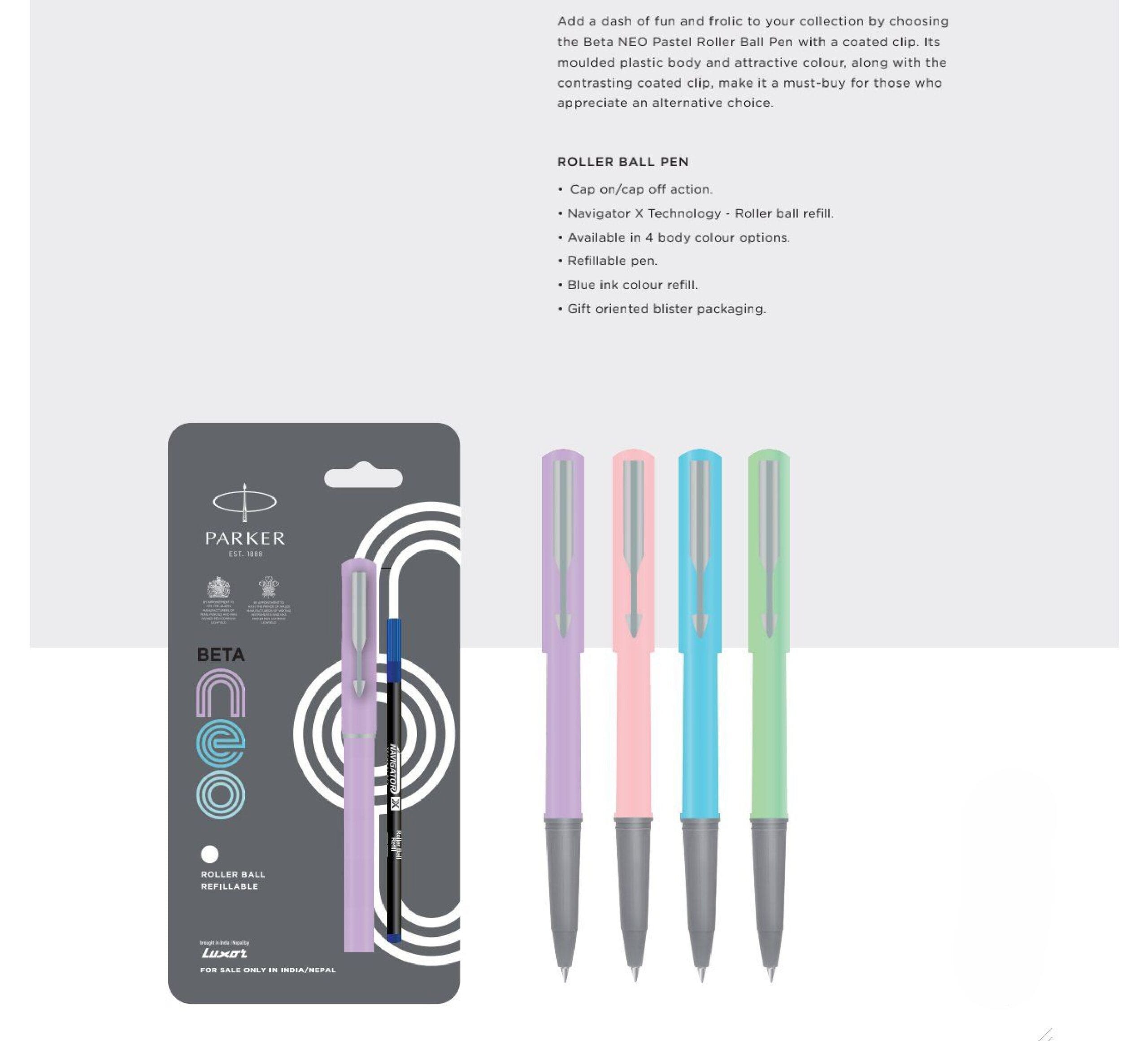 Parker Beta Neo Pastel Roller Ball Pen